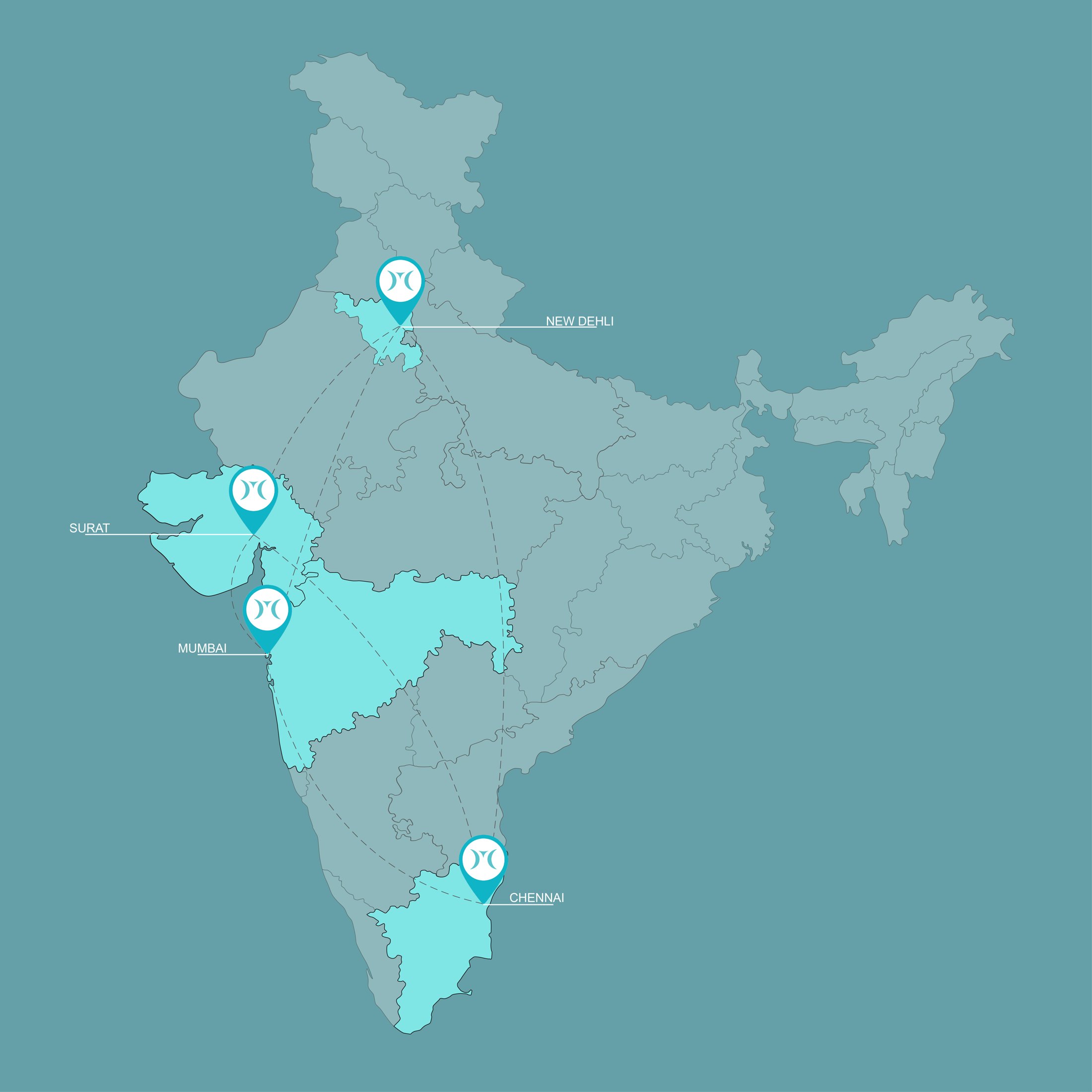 Mani Jewel offices across India — Mumbai, New Delhi, Surat and Chennai