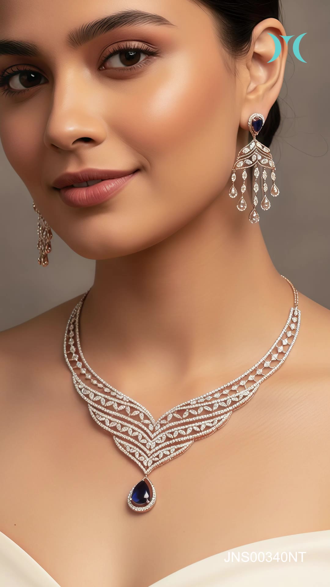 A campaign photograph of a Mani-made necklace set, retail-ready